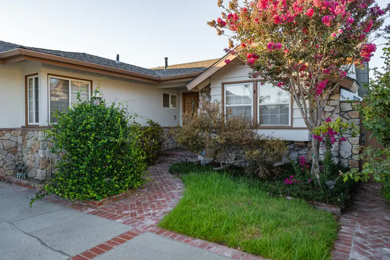 Front entry walkway and landscaping